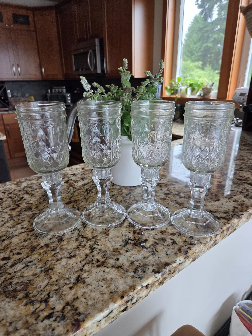 Vintage-Style Clear Glass Goblet Set - 4-Pack